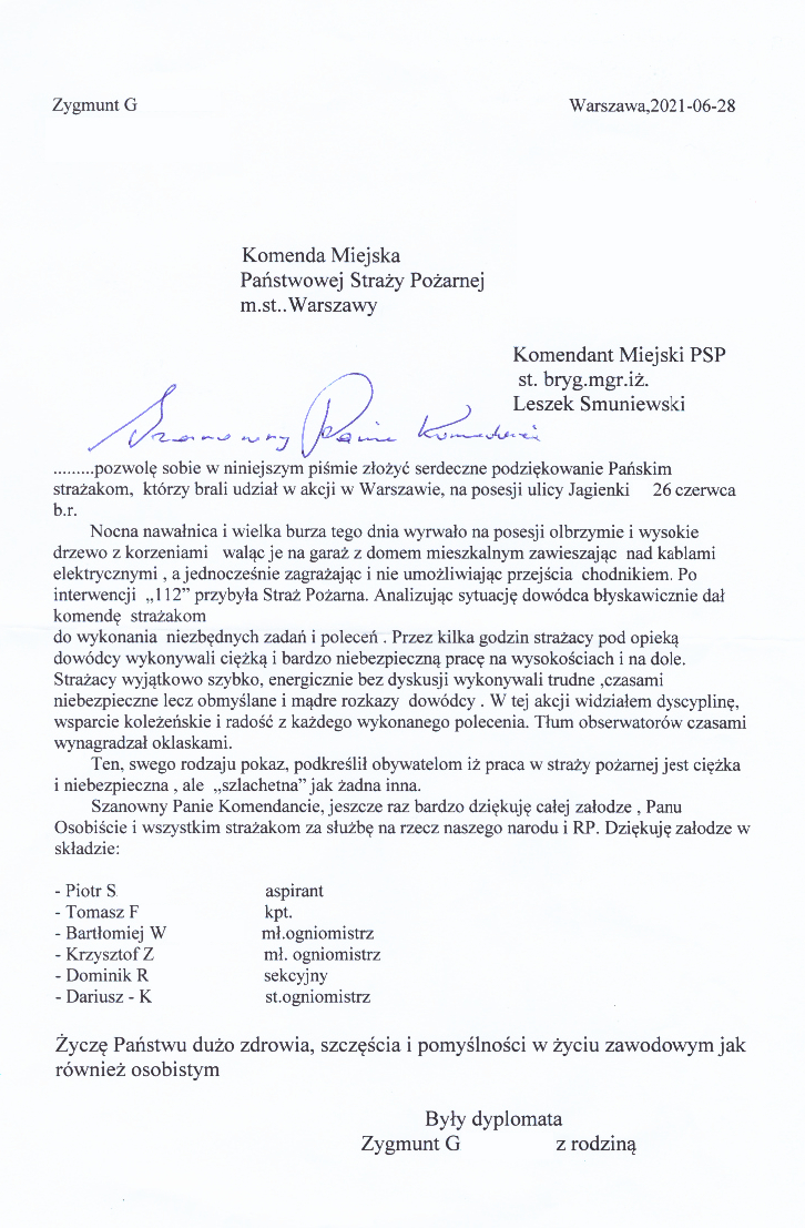 Podziękowanie JRG 12