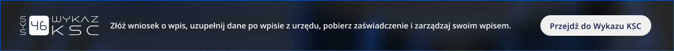 Baner z logotypem usługi S46 Wykaz KSC przyciskiem 