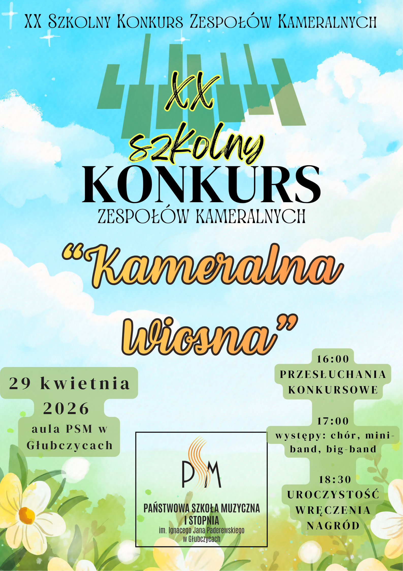 XX Szkolny Konkurs Zespołów Kameralnych "Kameralna wiosna" - 29 kwietnia 2026 r.