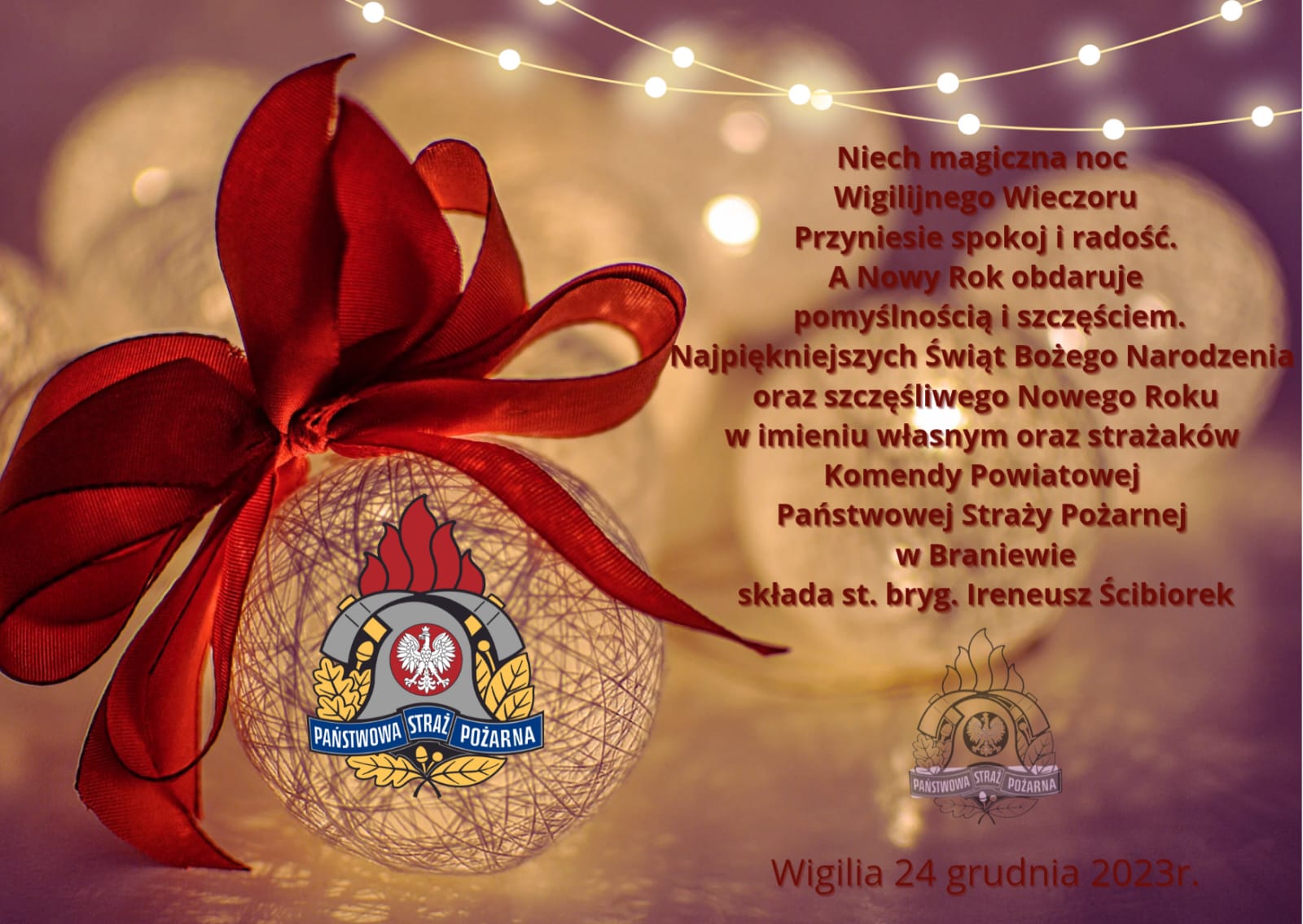 Życzenia od strażaków z okazji Świąt Bożego Narodzenia