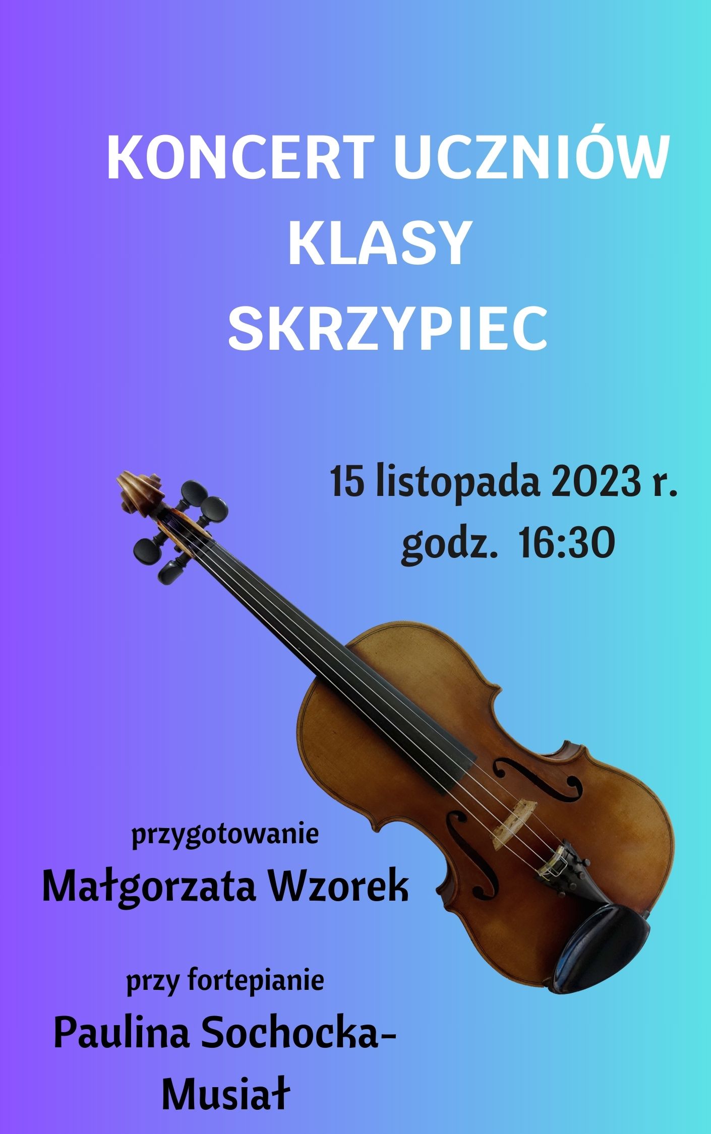 koncert uczniów klasy skrzypiec 