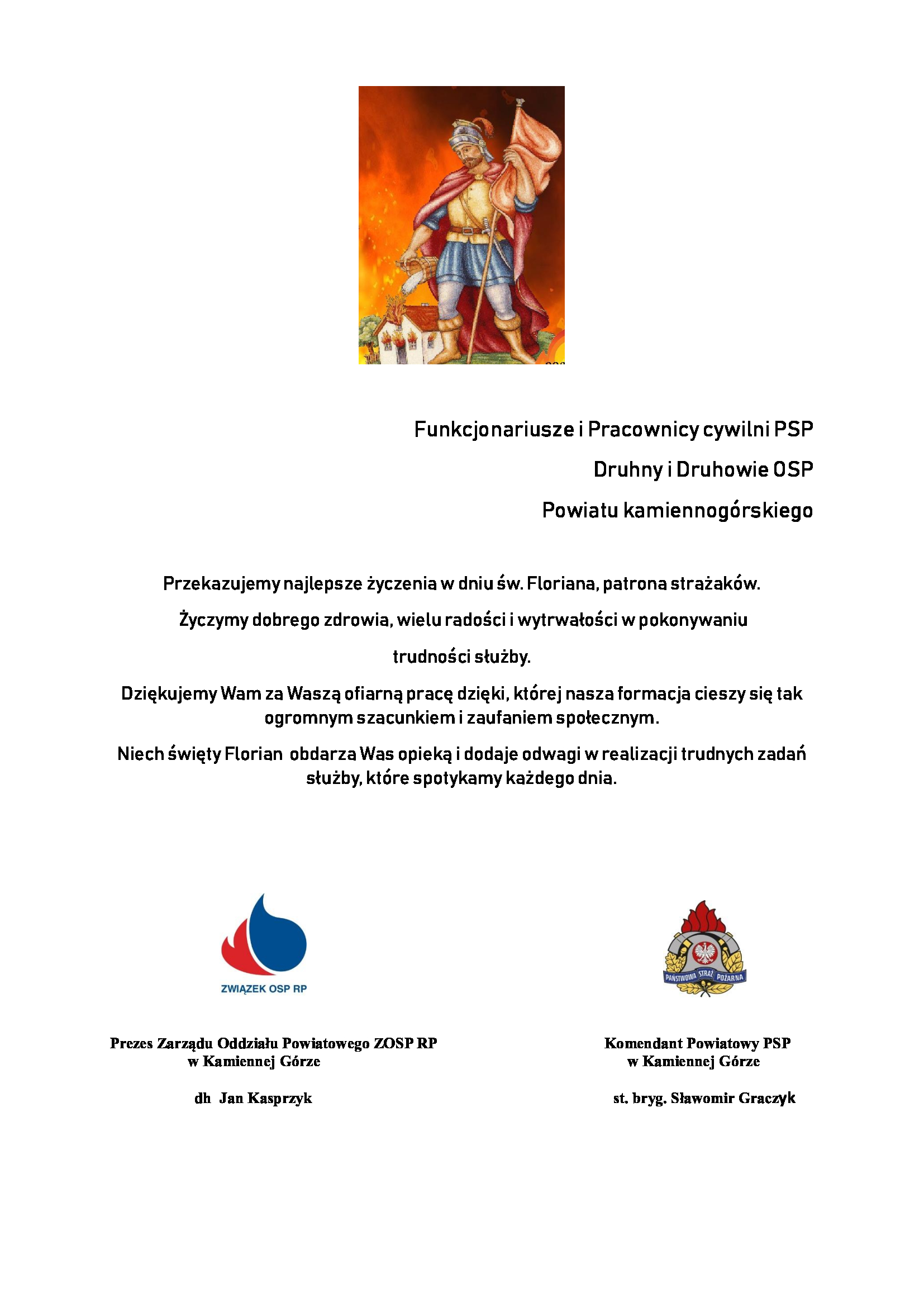 Życzenia z okazji Dnia Strażaka