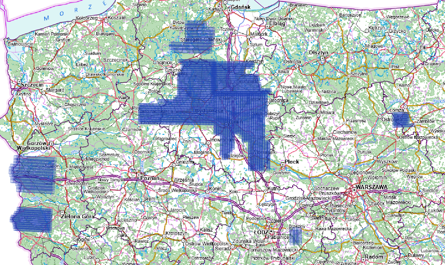 Ilustracja przedstawia zrzut ekranu z zasięgiem nowo przyjętych danych.