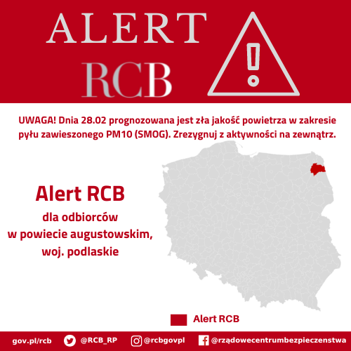 Alert RCB – smog, 28 lutego.