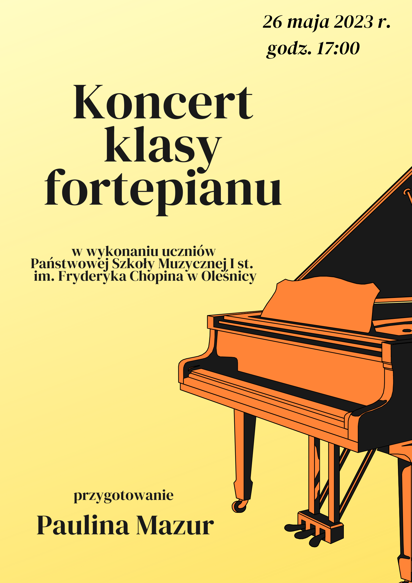 koncert uczniów fortepianu przyg. Paulina Mazur