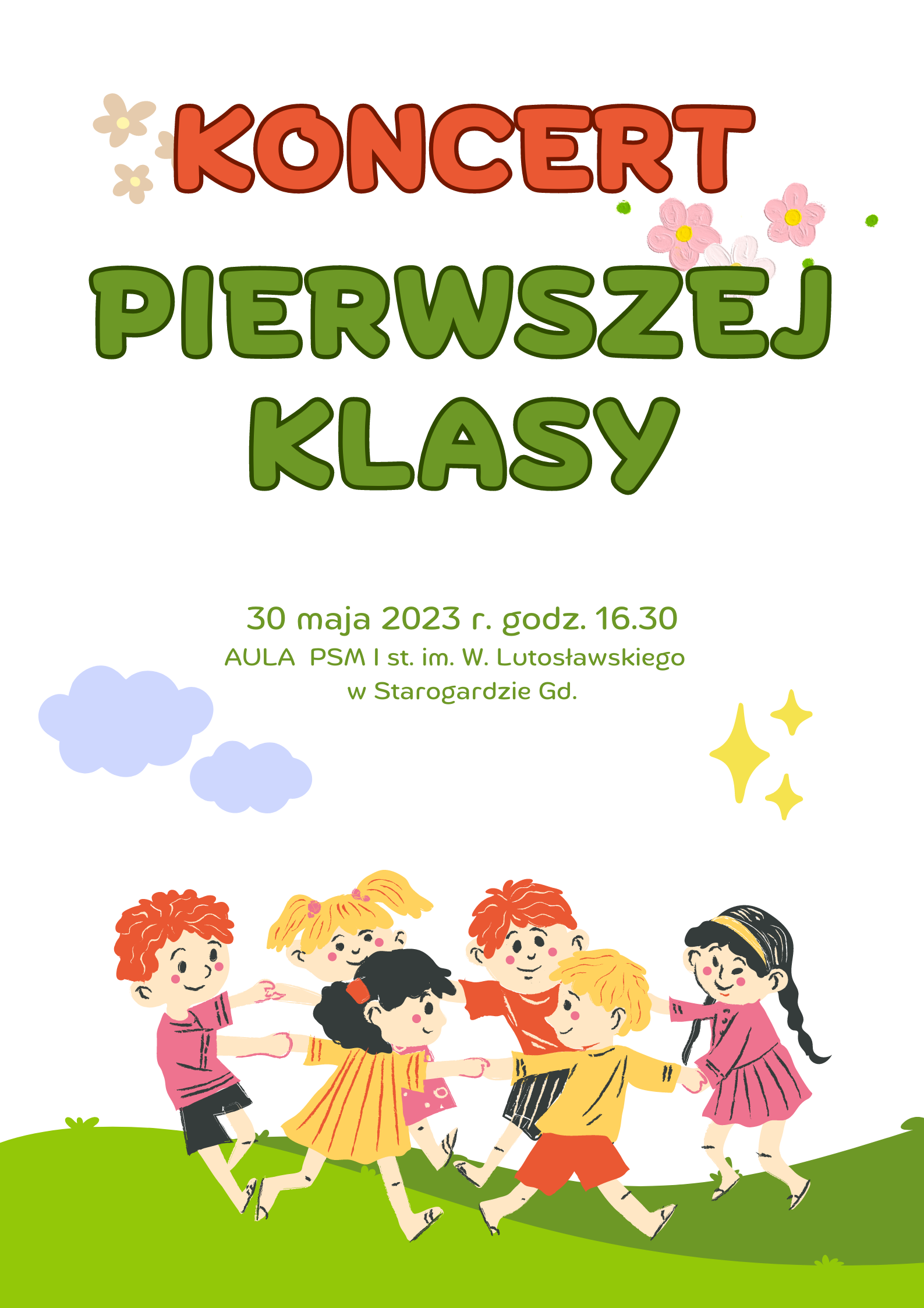 Plakat informacyjny - koncert uczniów klas pierszych