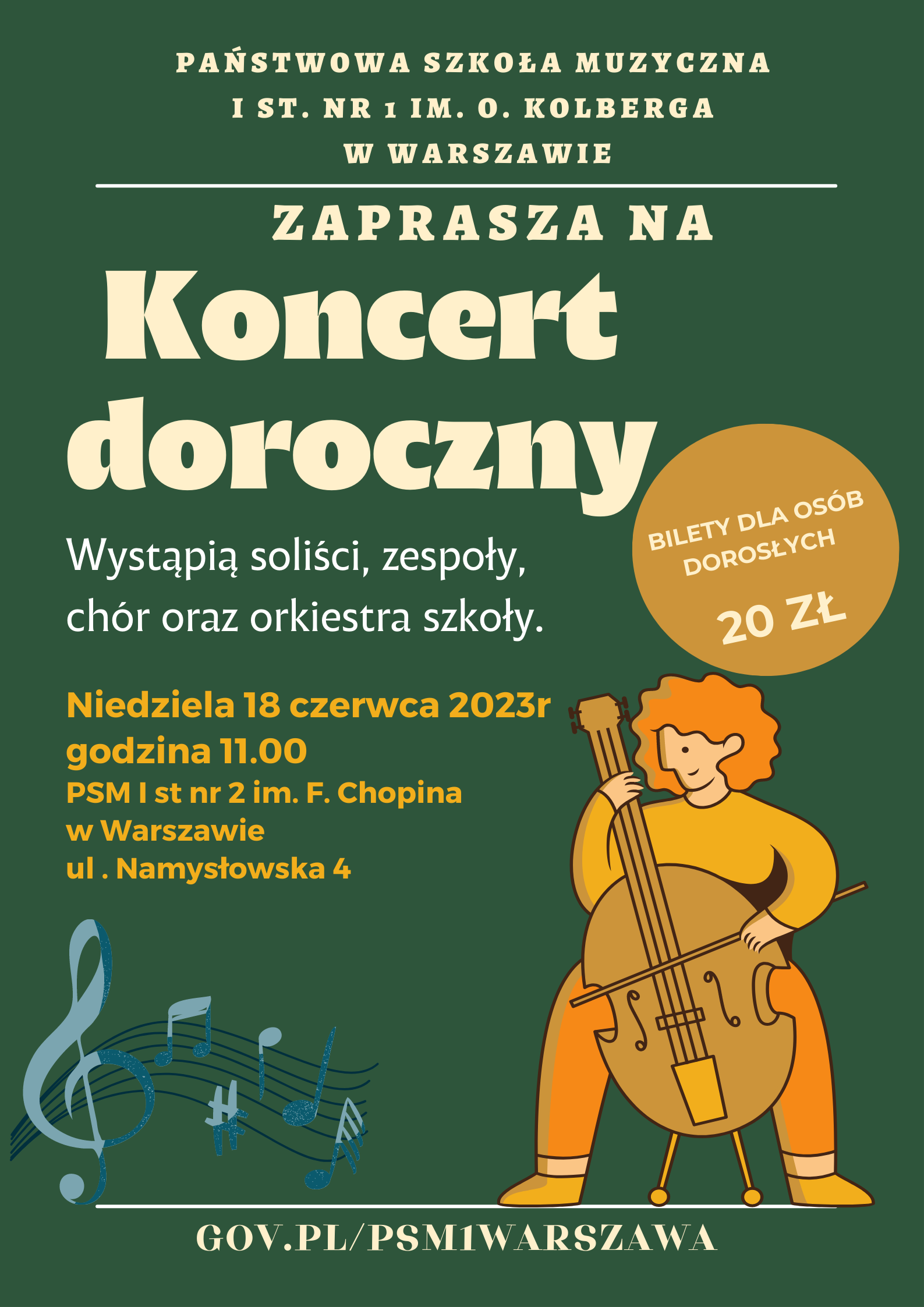 Plakat przedstawiający informacje dotyczące I Koncertu Dorocznego