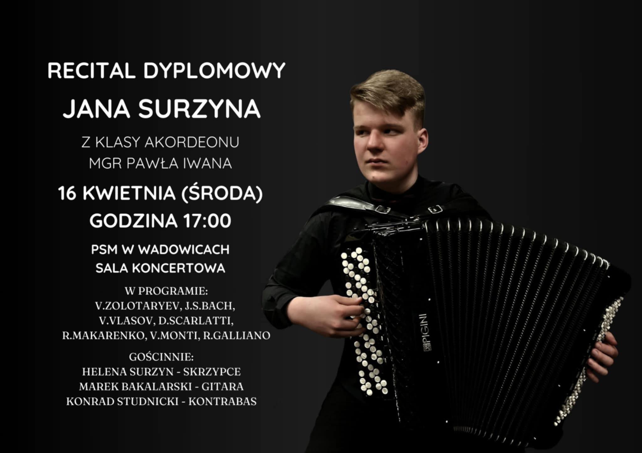 Dyplom Jana Surzyna - akordeon 16.04.2025