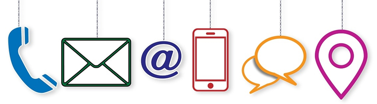 Grafiki- symbole komunikacji: telefon, list, komórka i inne