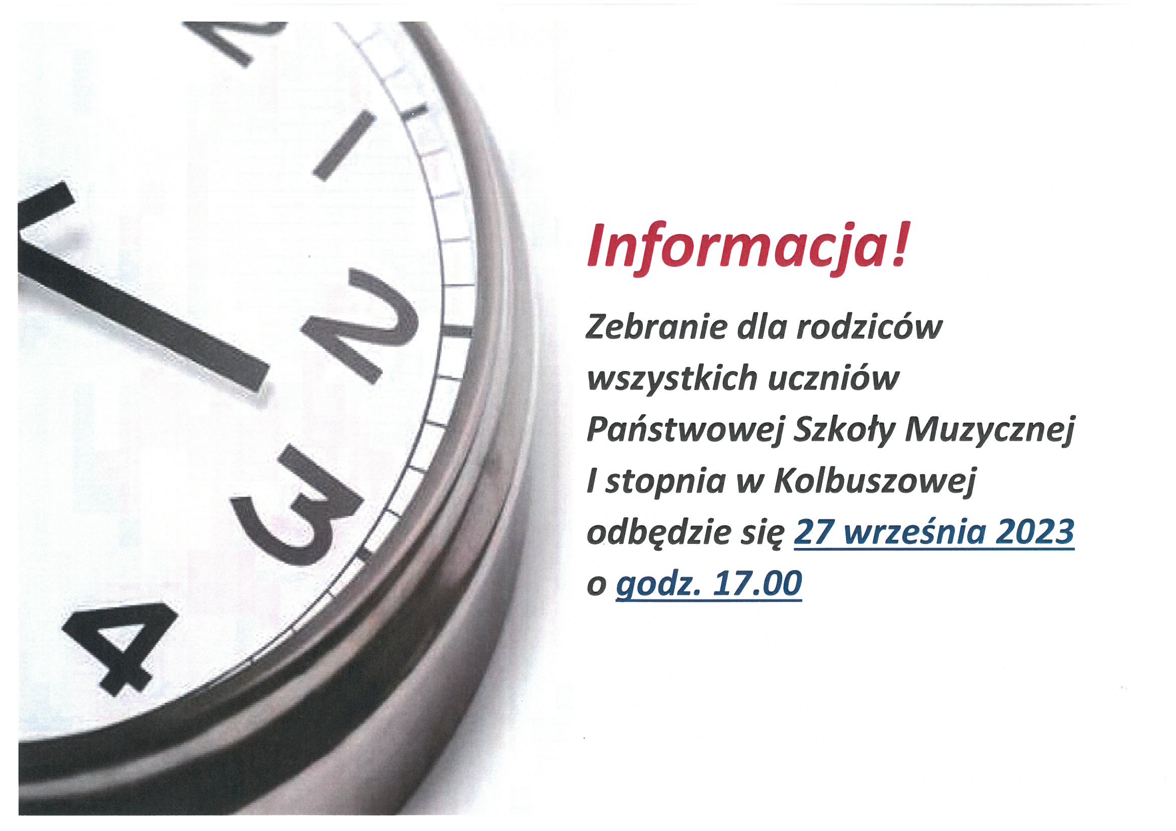 Zebranie rodziców informacja