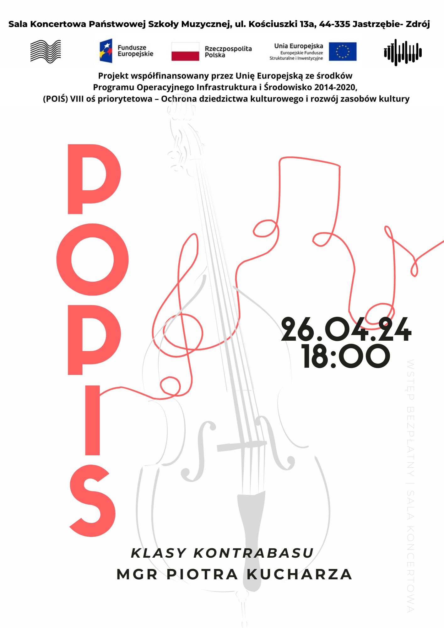 Plakat na Popis klasy kontrabasu.