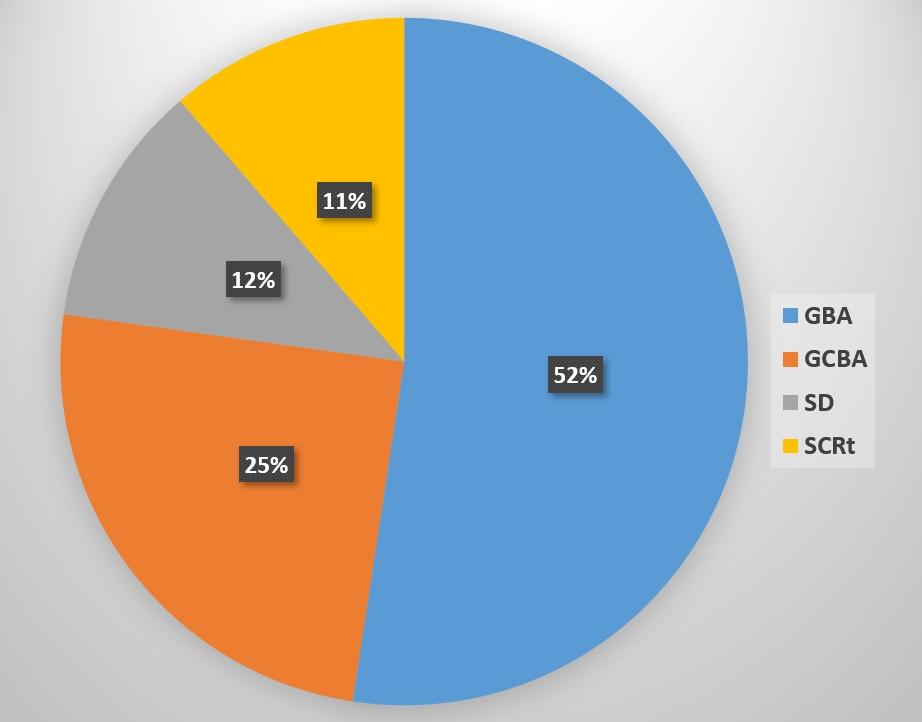 Wykres kołowy obrazujący statystykę udziału procentowego zastępów w pierwszym półroczu 2024 r.