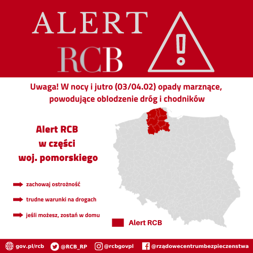 Alert RCB opady marznące – 3 lutego