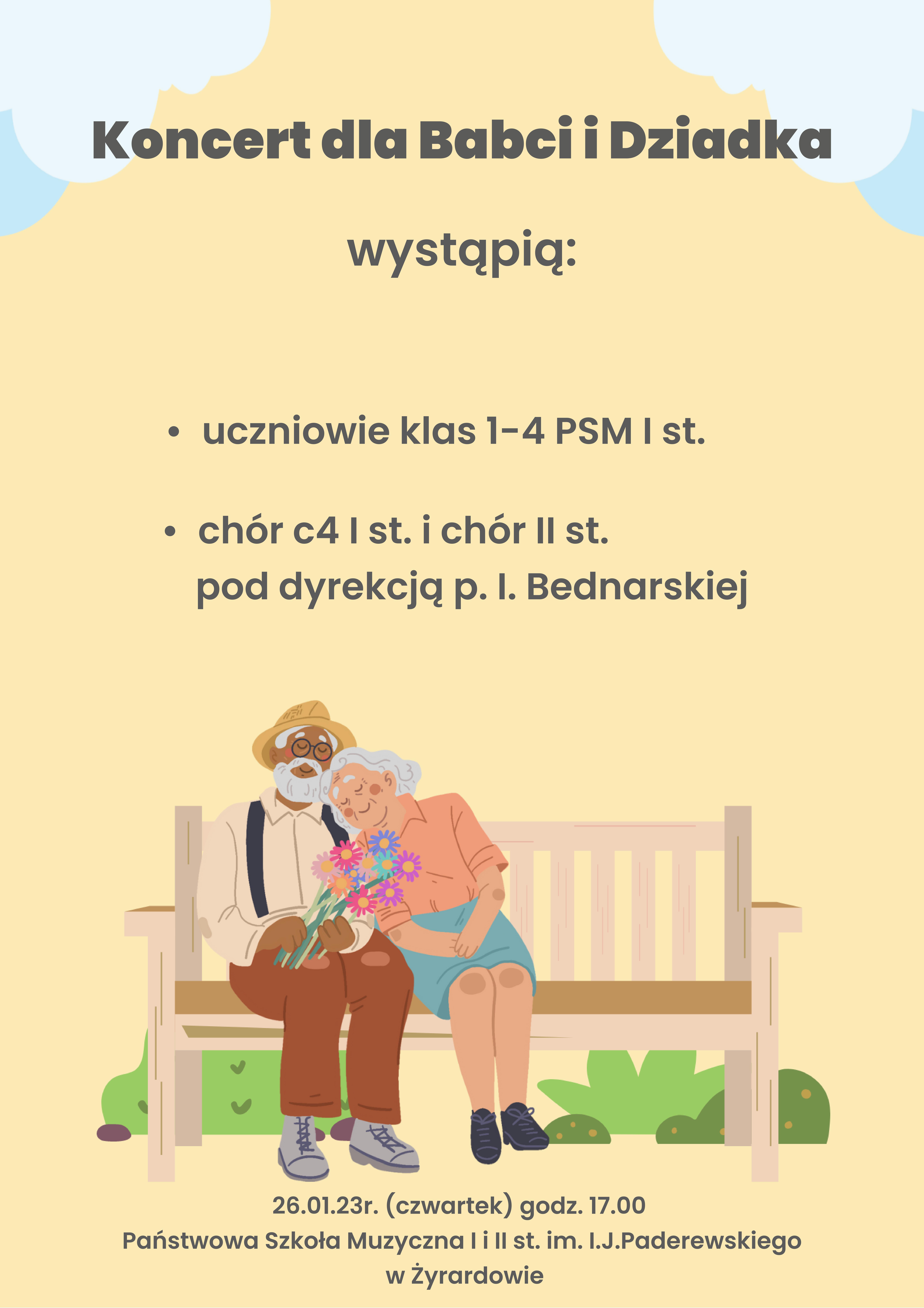 Plakat koncert dla Babci i Dziadka