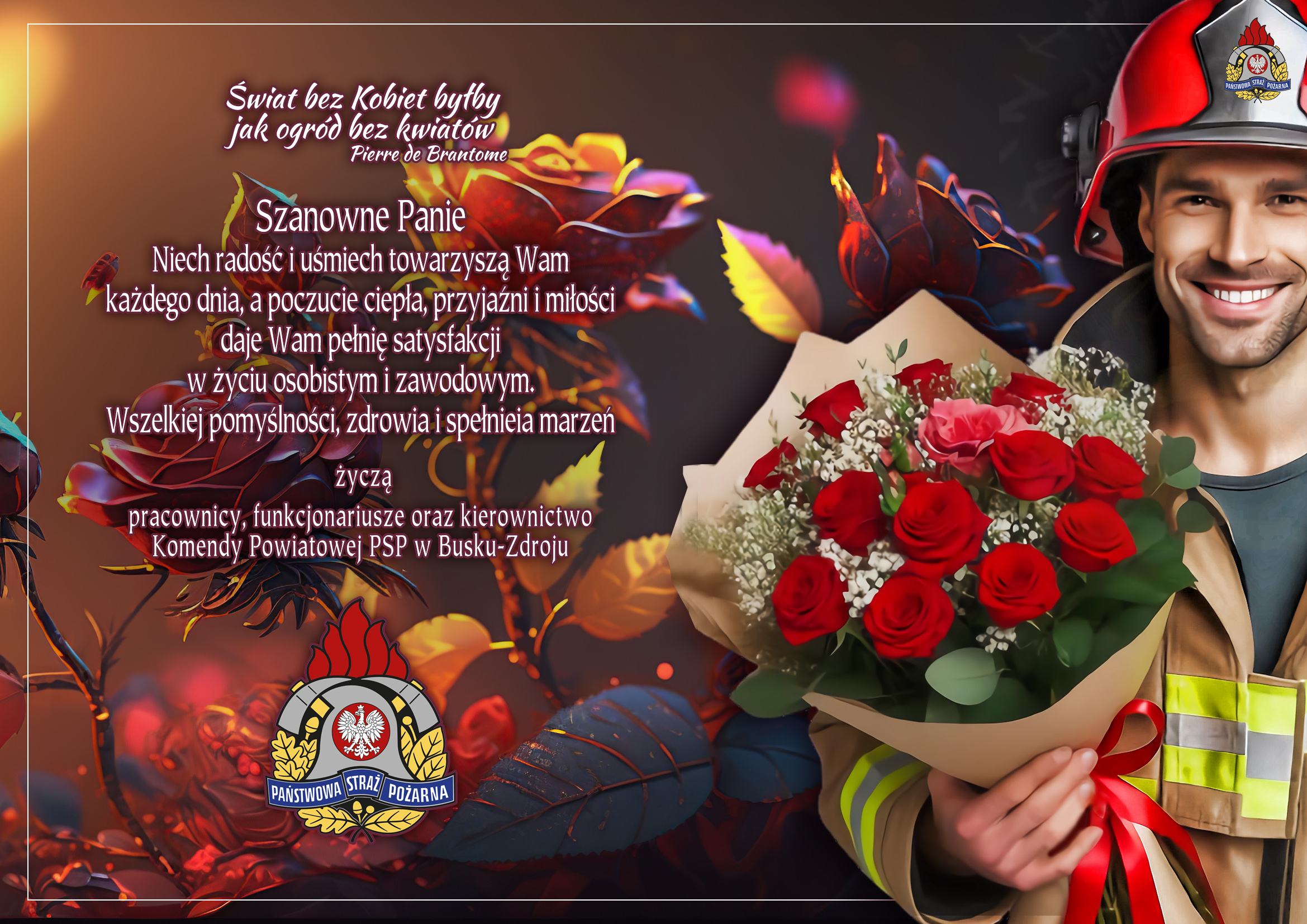 Życzenia na Dzień Kobiet od KP PSP w Busku-Zdroju