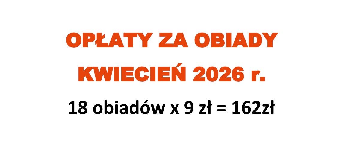 Opłaty za obiady w miesiącu marzec 2026