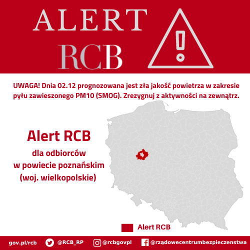 Alert RCB - 2 grudnia -smog.
