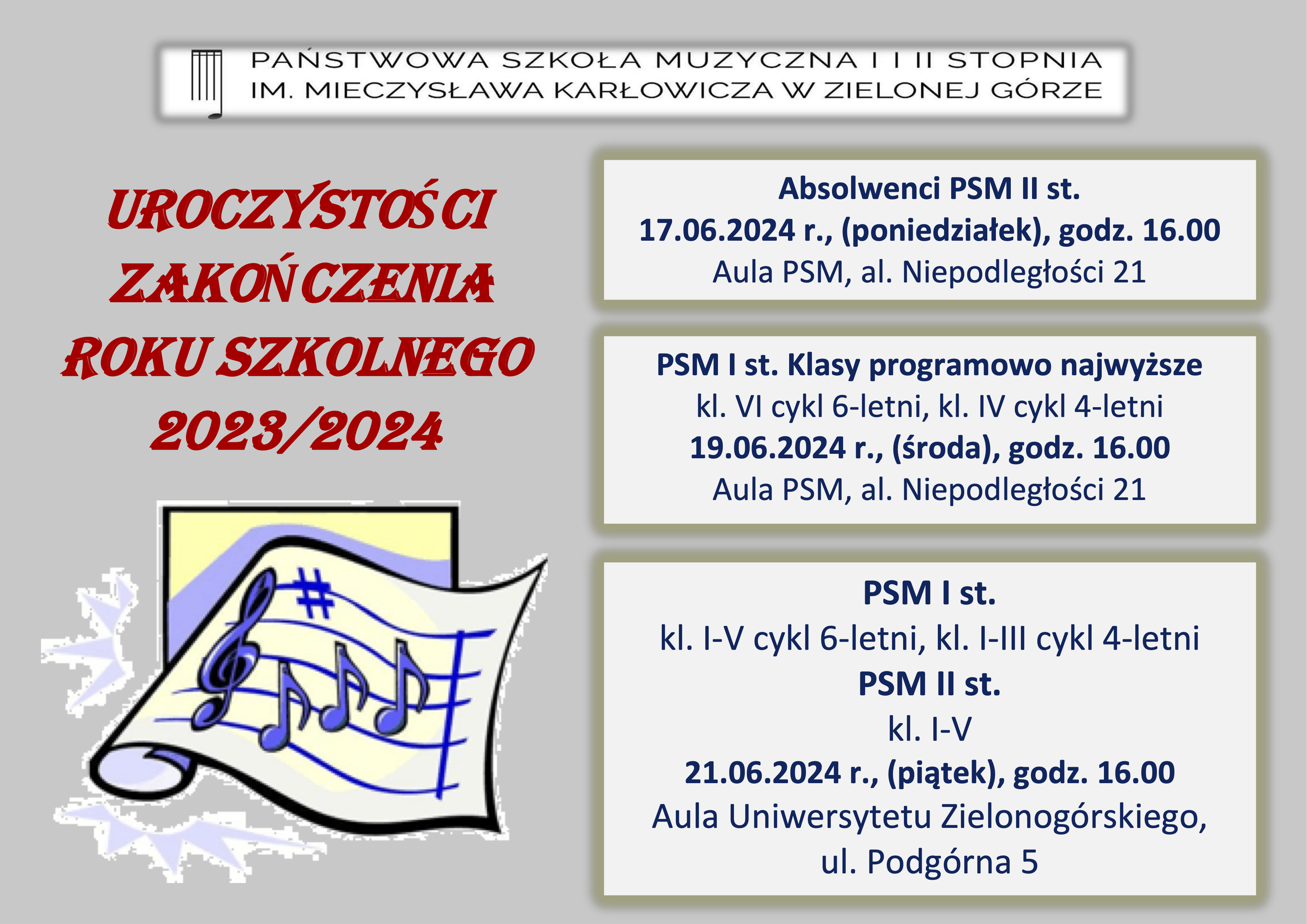 Afisz zakończenia roku szkolnego