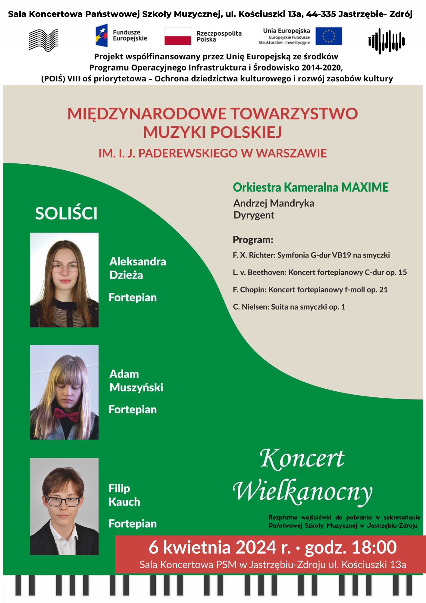 Plakat na Koncert Wielkanocny.