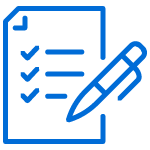 Ikona długopis na tle kartki.