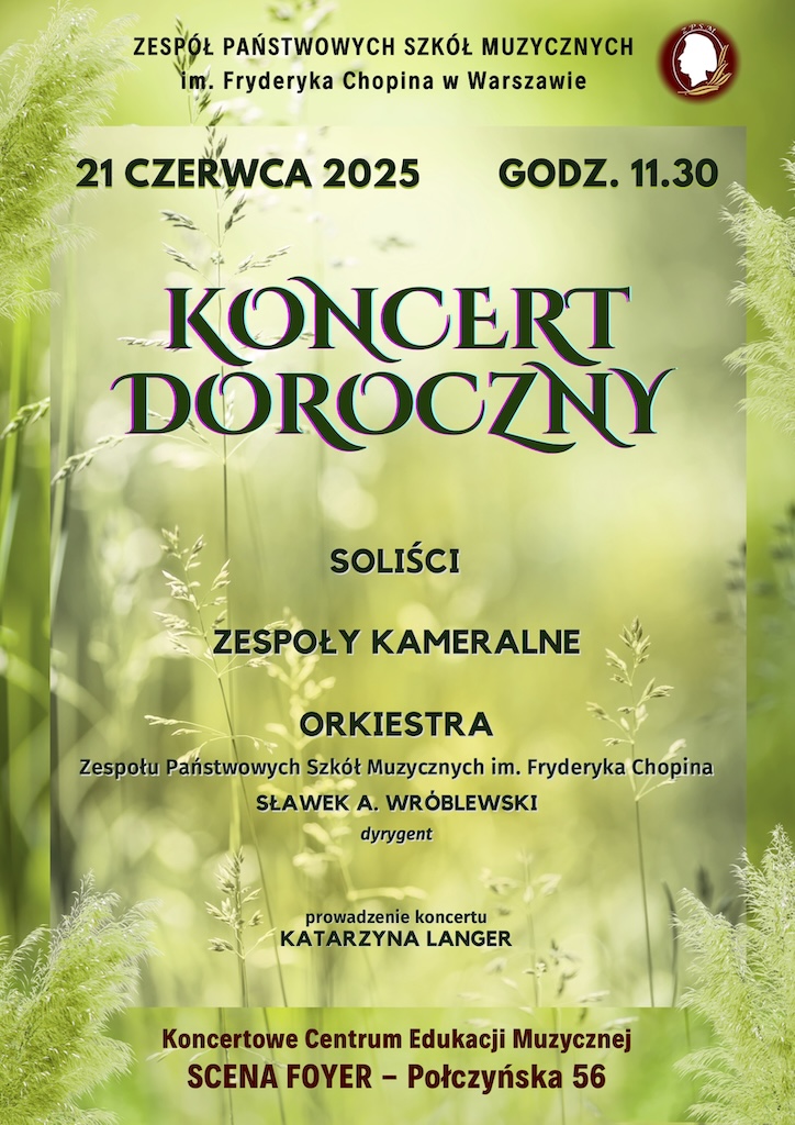 21.06.2025 godz. 11.30 - Koncert doroczny
