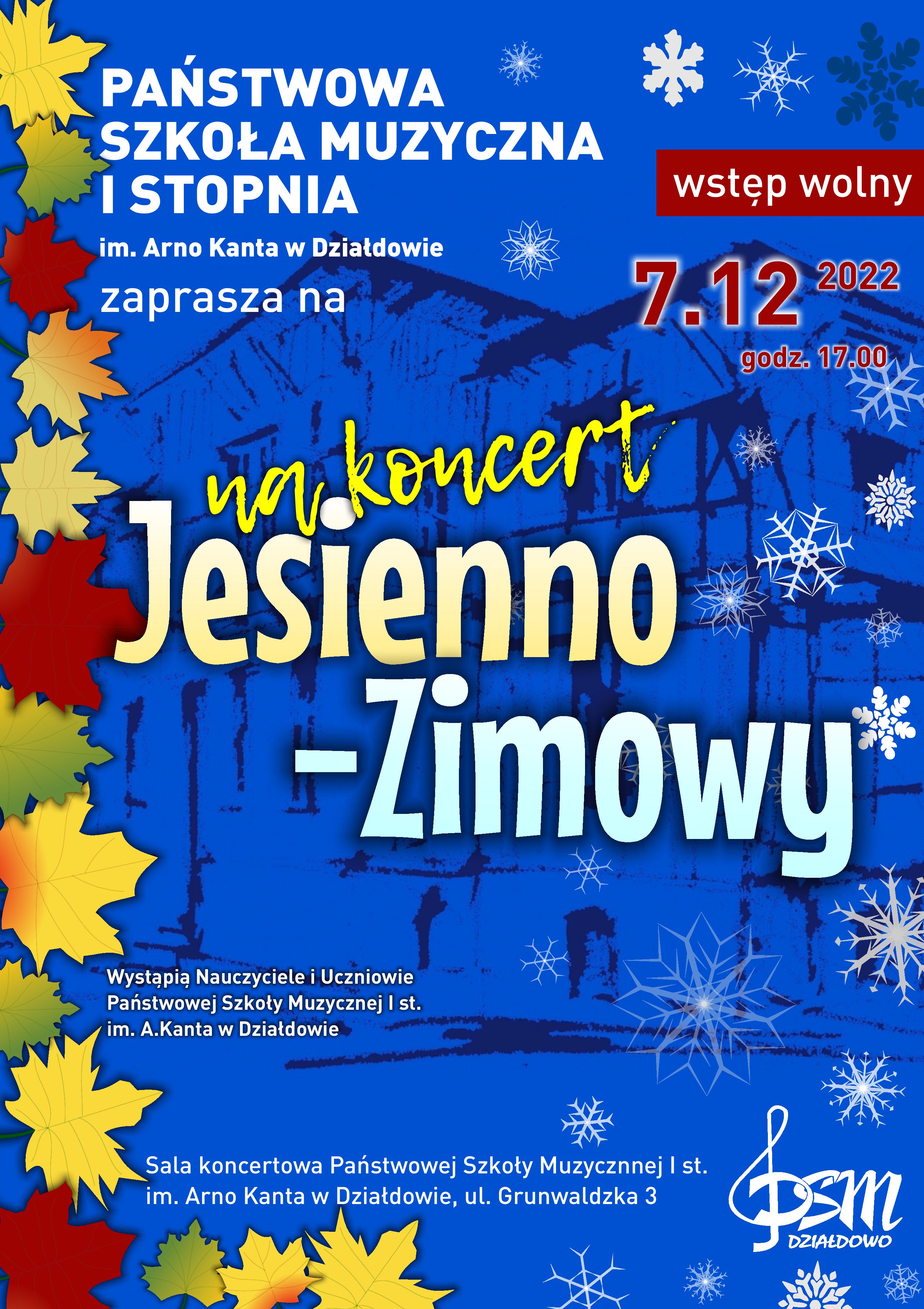 Plakat koncertu jesienno-zimowego