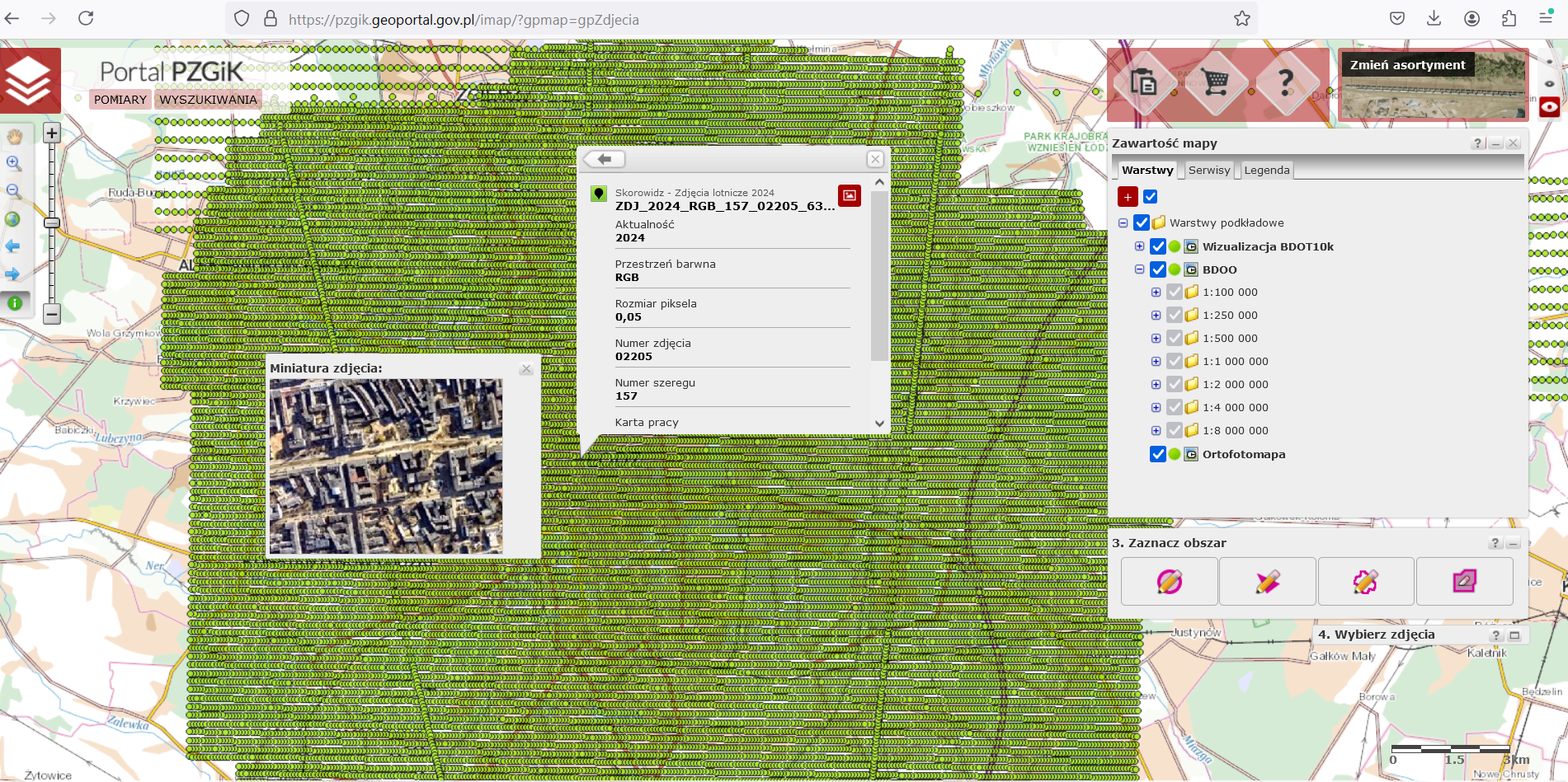 Ilustracja przedstawia zrzut ekranu z portalu pzgik.