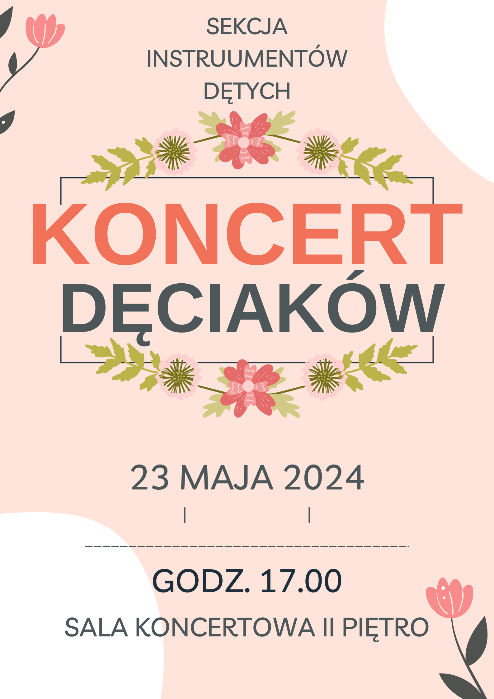 Sekcja Instrumentów Dętych zaprasza na Koncert Dęciaków, 23 maja godz. 17.00, Sala koncertowa II piętro