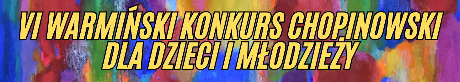 Na wielokolorowym tle żółty napis z nazwą i datą konkursu