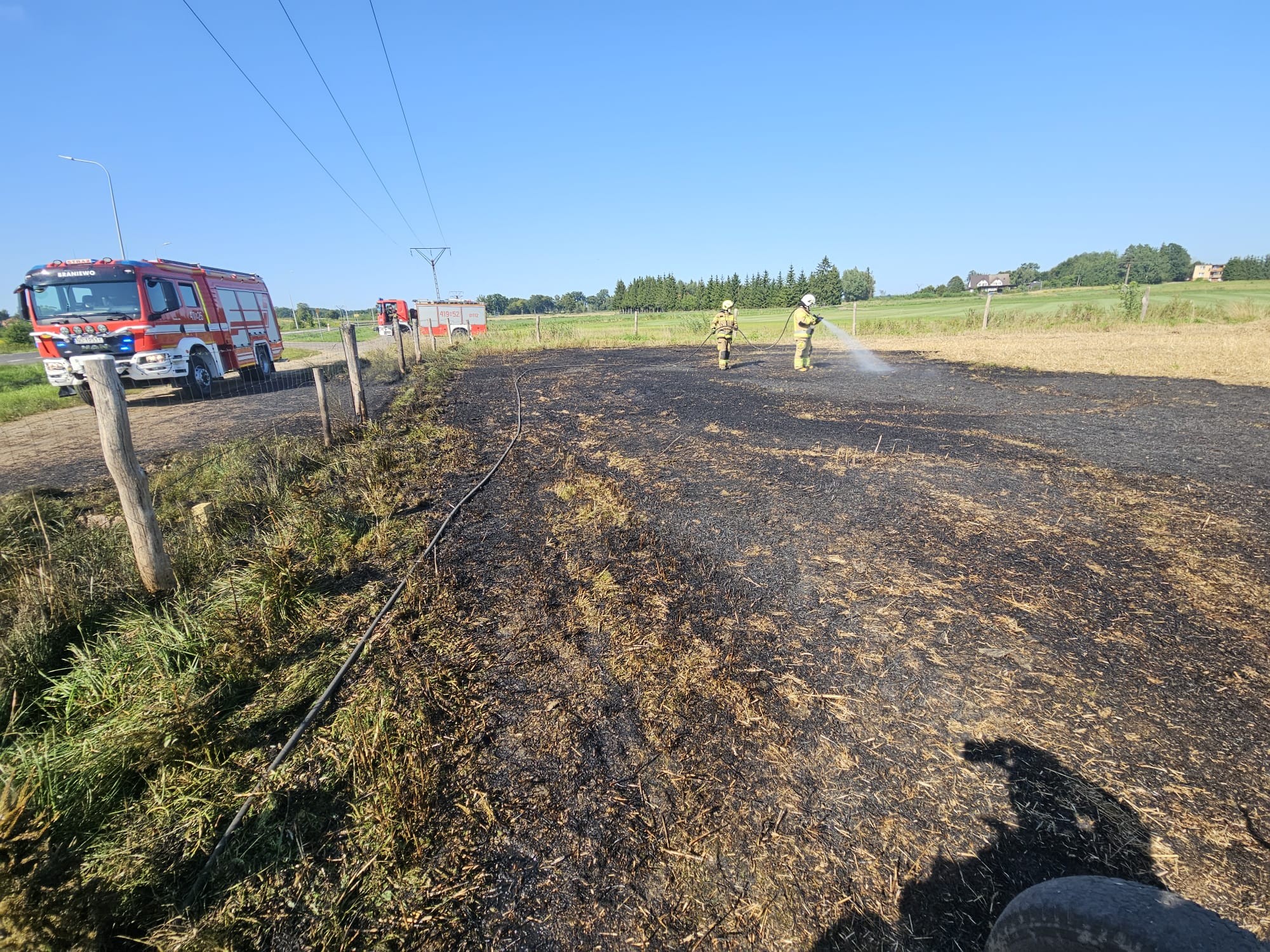 Pożar ciągnika rolniczego – Pieniężno