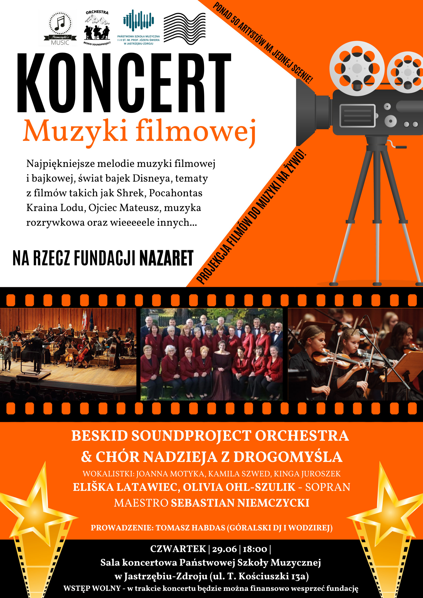 Plakat na Koncert Muzyki Filmowej.