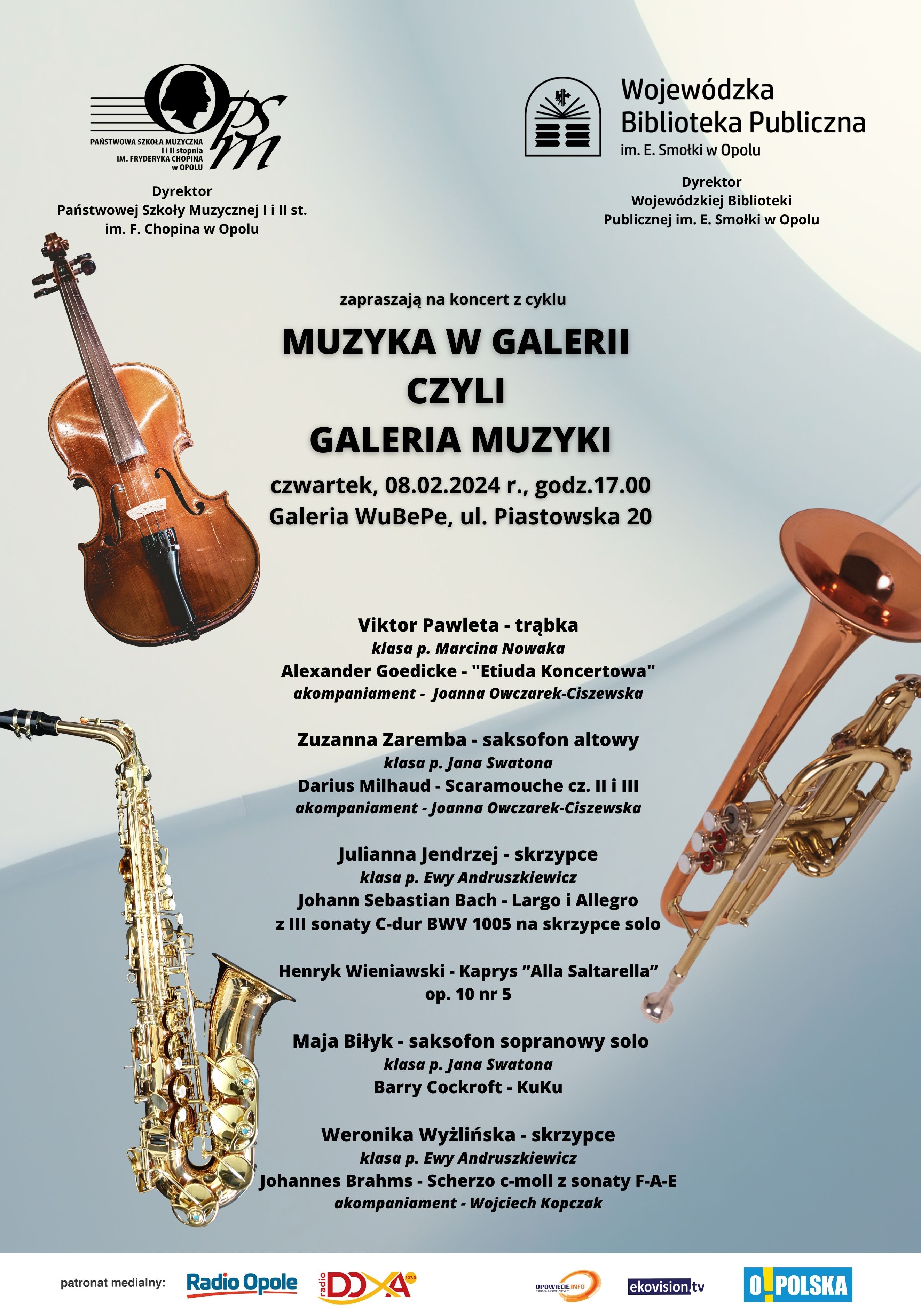 Plakat - Muzyka w Galerii luty 2024