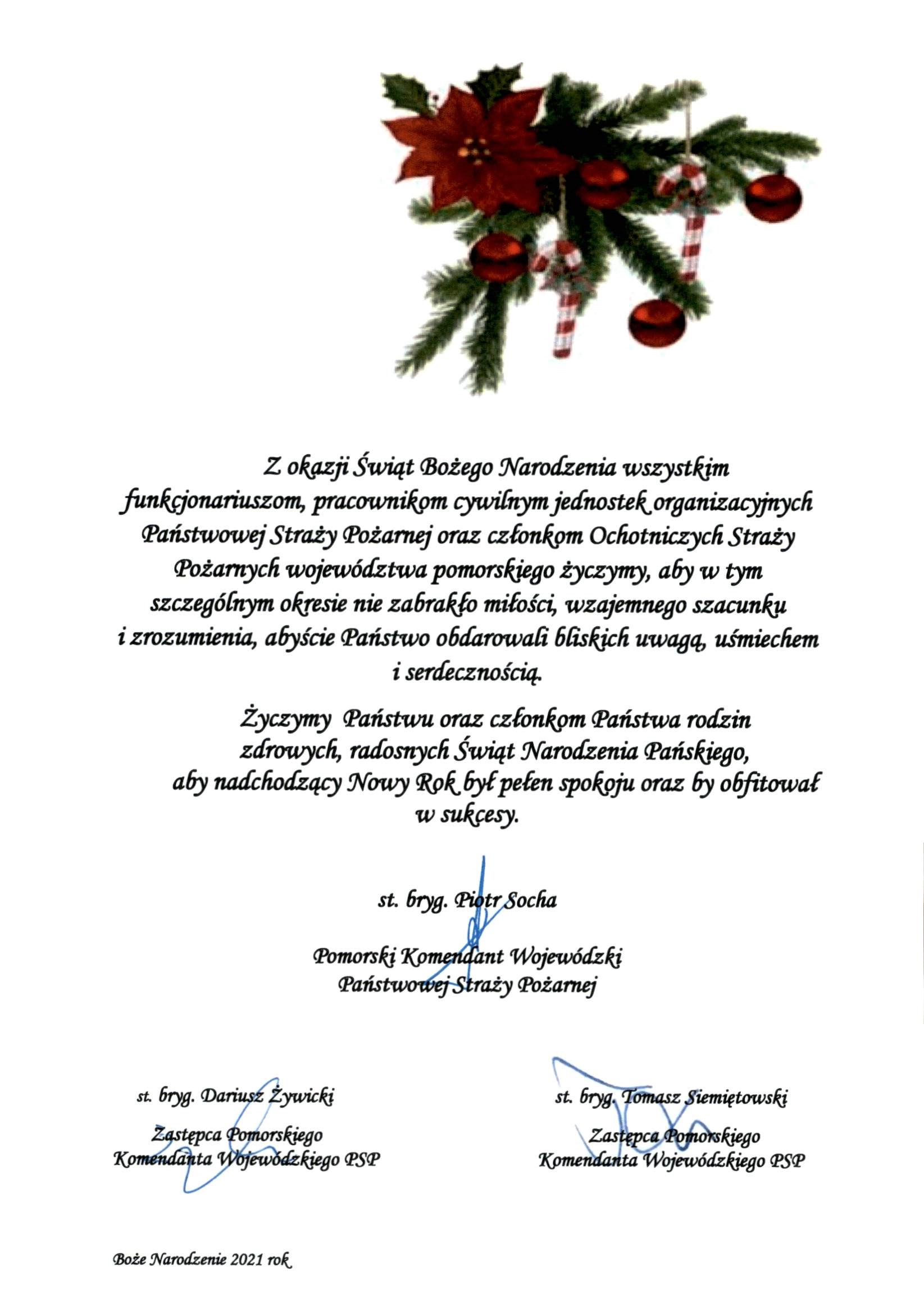 Życzenia kierownictwa KW PSP w Gdańsku