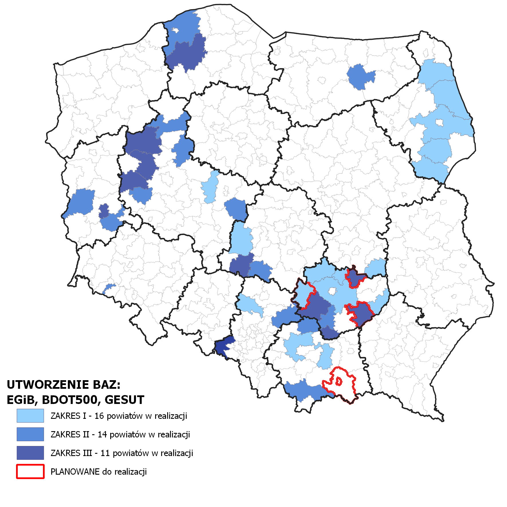 mapa przedstawiająca utworzenie baz danych