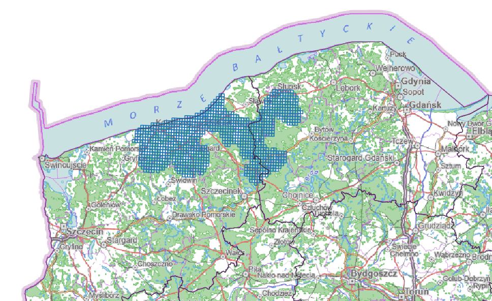 Ilustracja przedstawia zrzut ekranu z zasięgiem nowo przyjętych danych