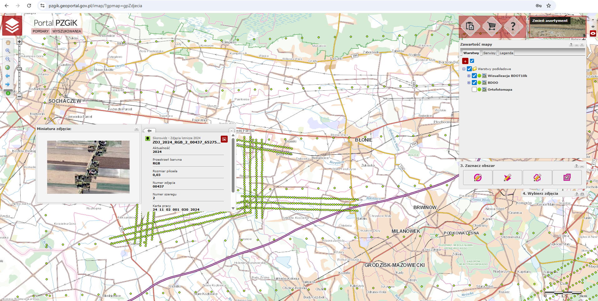 Ilustracja przedstawia zrzut ekranu z portalu PZGiK.