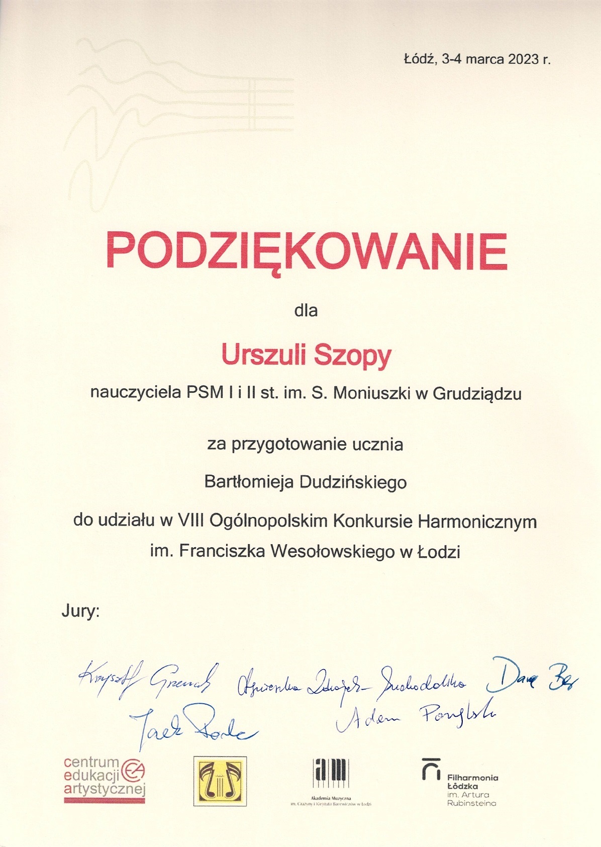 Dyplom U. Szopa