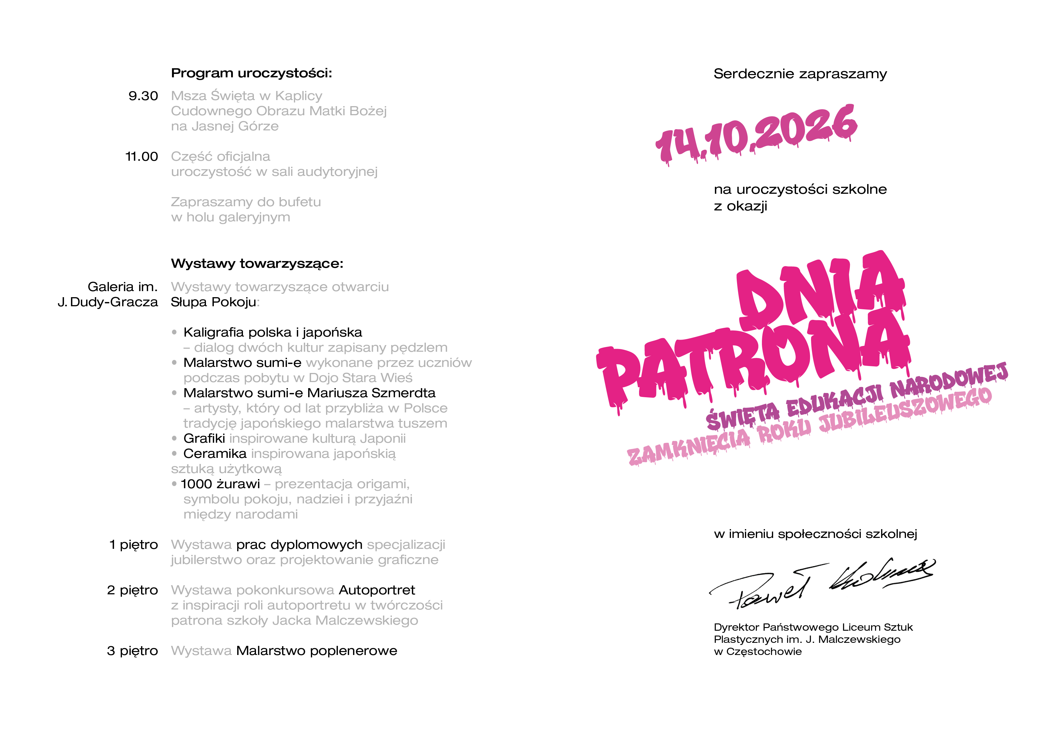Dzień Patrona program