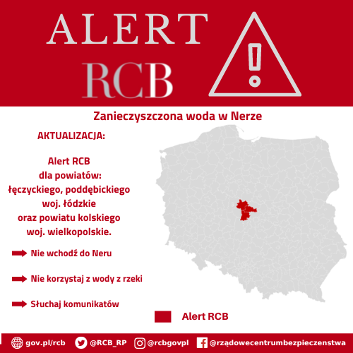 Alert RCB – zanieczyszczony Ner – aktualizacja, 14 sierpnia