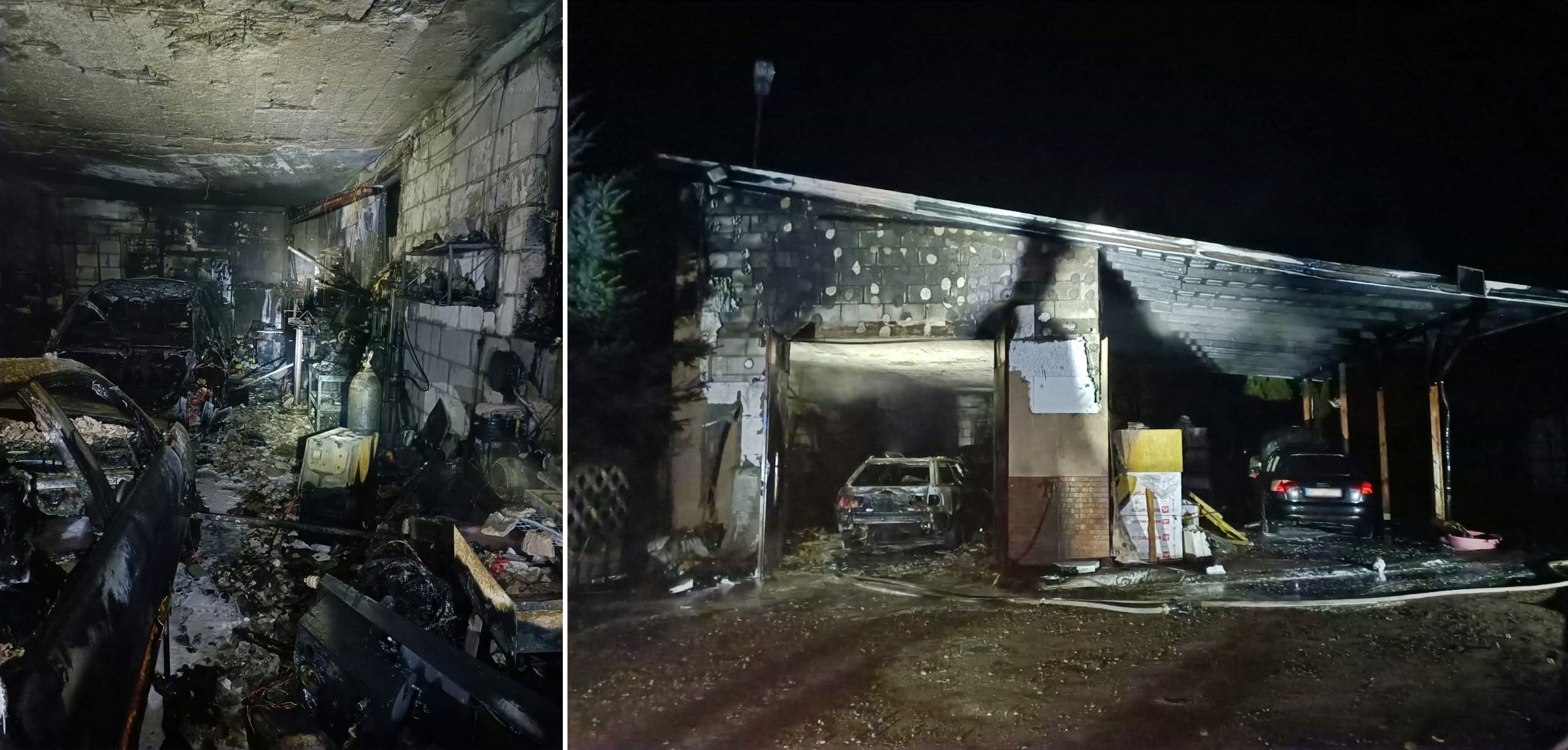 Pożar warsztatu w Białkach.