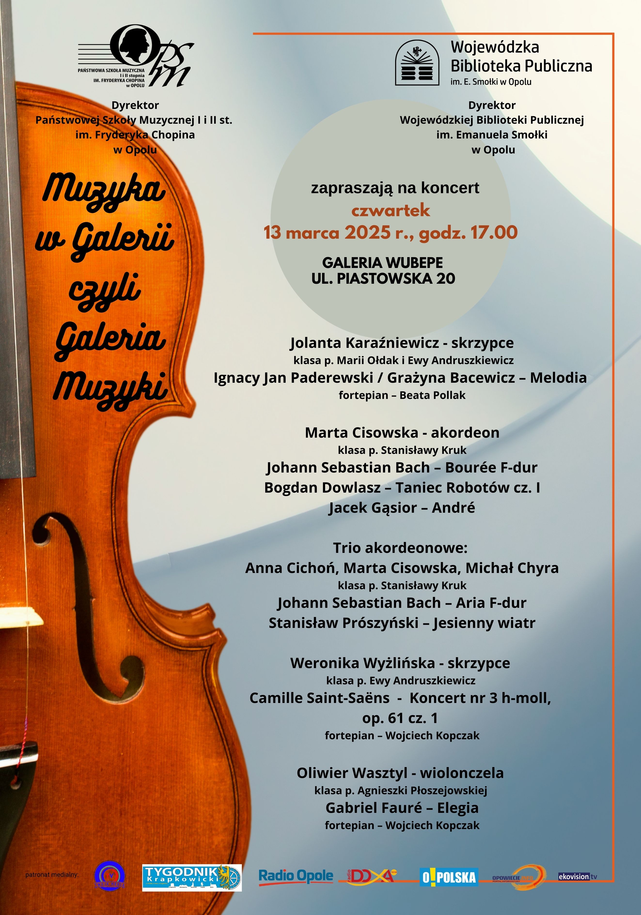 Marcowy koncert z cyklu Muzyka w Galerii czyli galeria muzyki