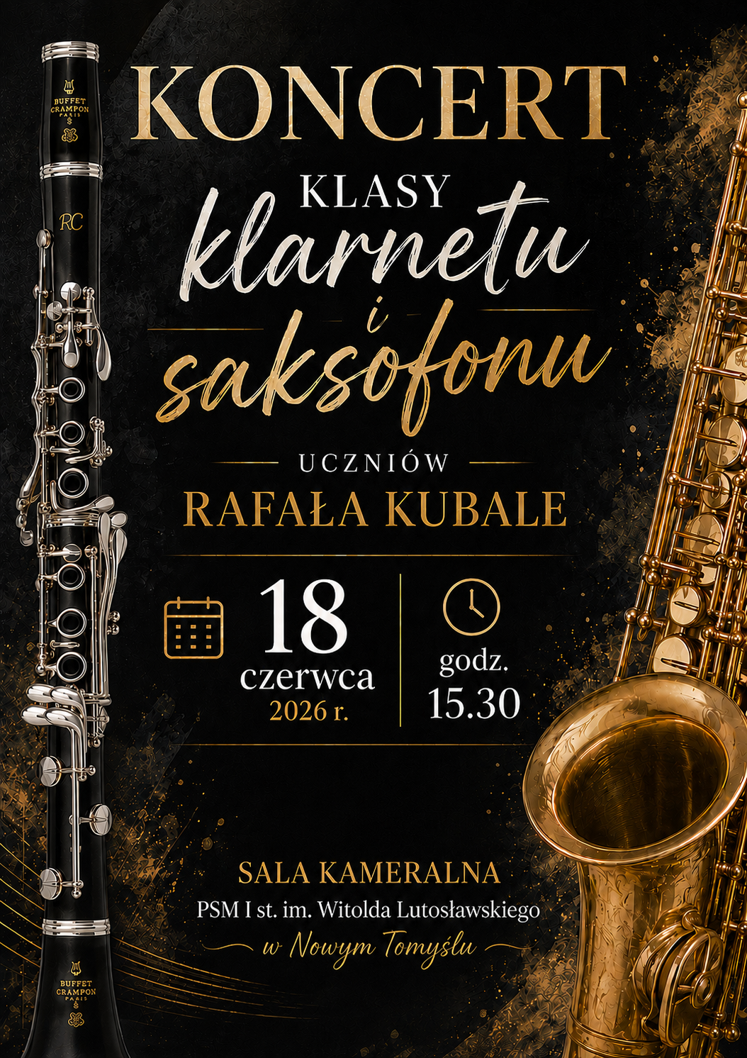 Plakat - Koncert klasy klarnetu i saksofonu