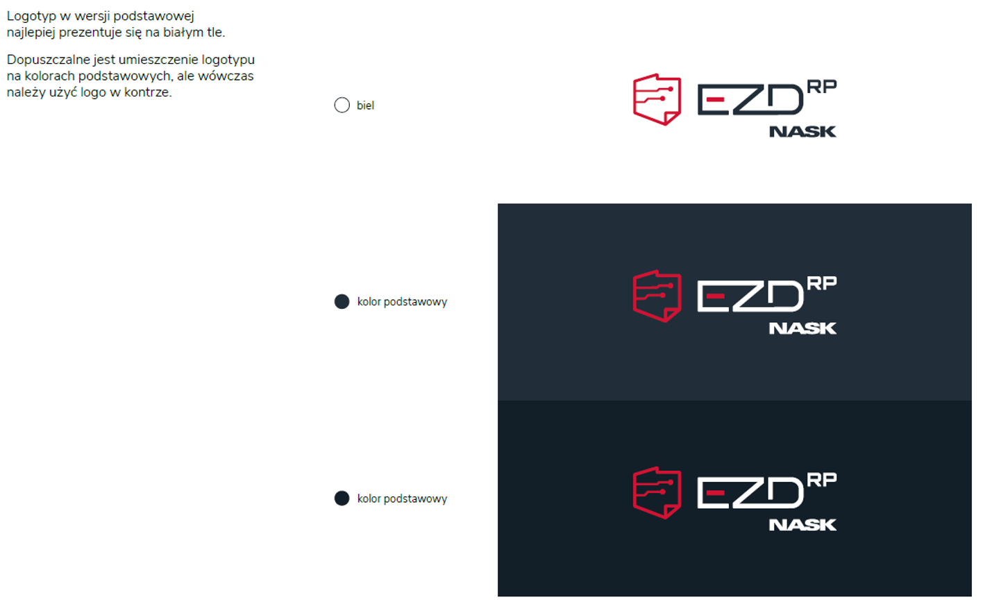 Przykłady użycia logotypu EZD RP.