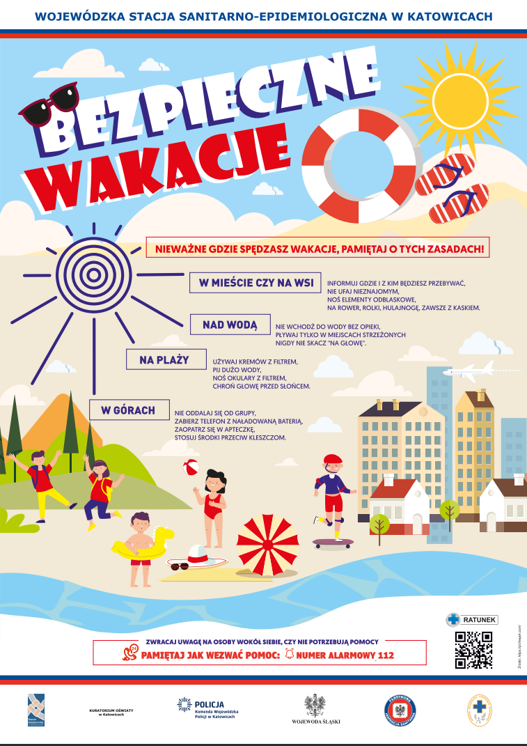 Plakat Bezpieczne wakacje