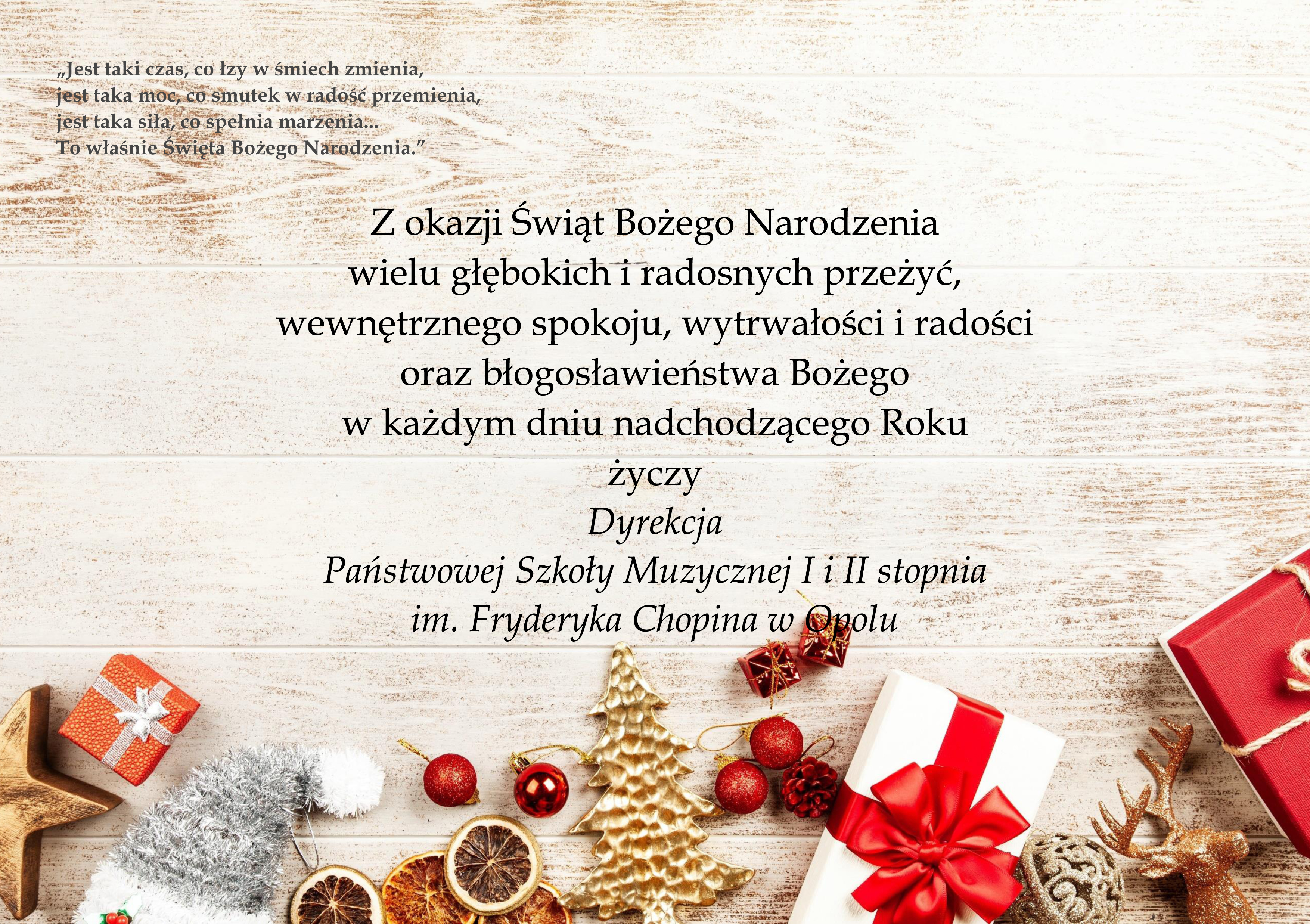 Życzenia świąteczne od Dyrekcji
