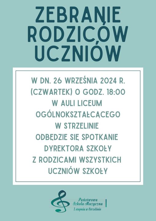 Na błękitnym tle znajduje się biała ramka z informacjami dotyczącymi wydarzenia.