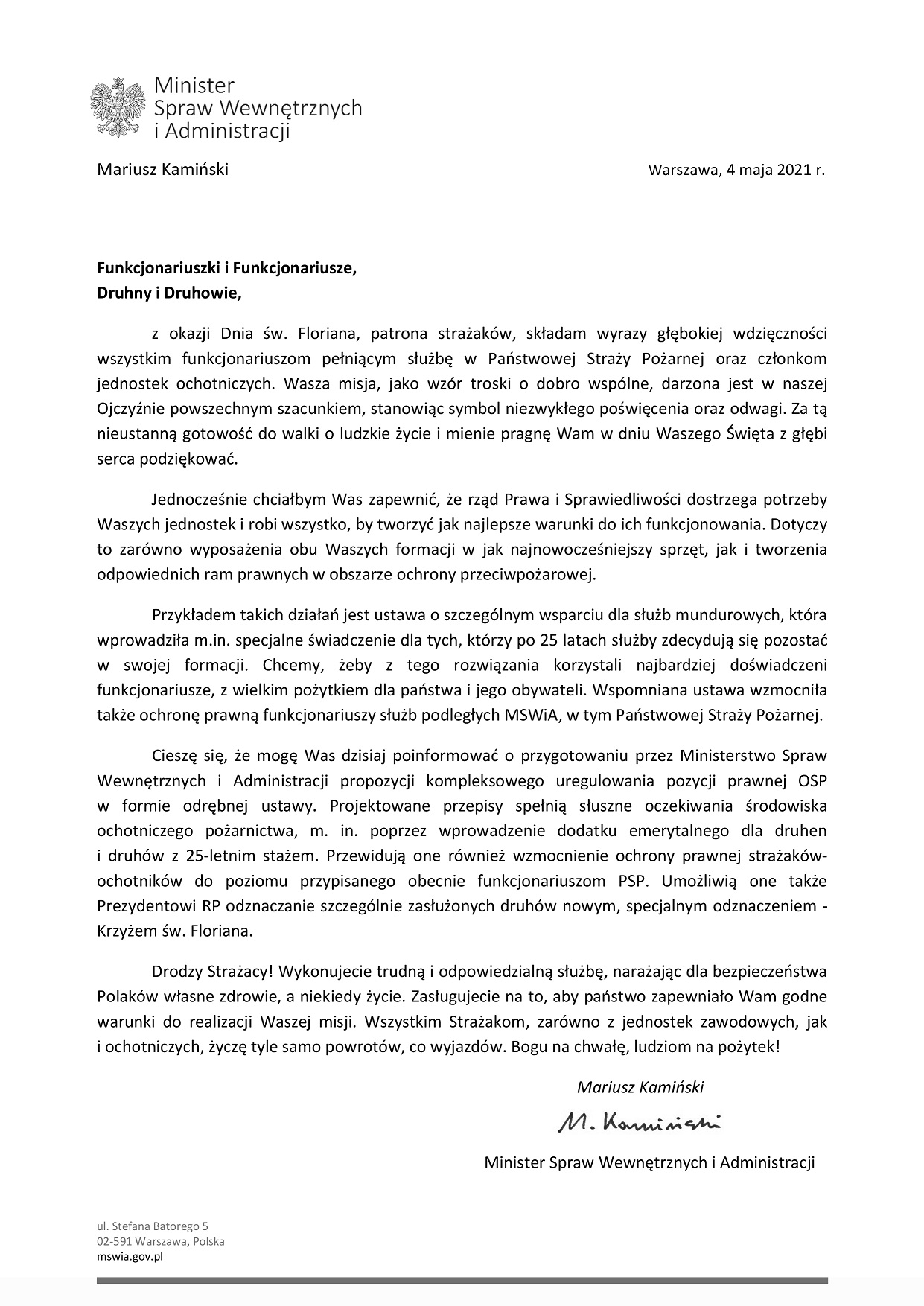 Życzenia z okazji dnia strażaka