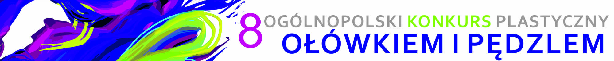 Baner z kolorowymi, abstrakcyjnymi plamami w odcieniach fioletu, różu i żółci po lewej stronie, oraz tekstem po prawej: 