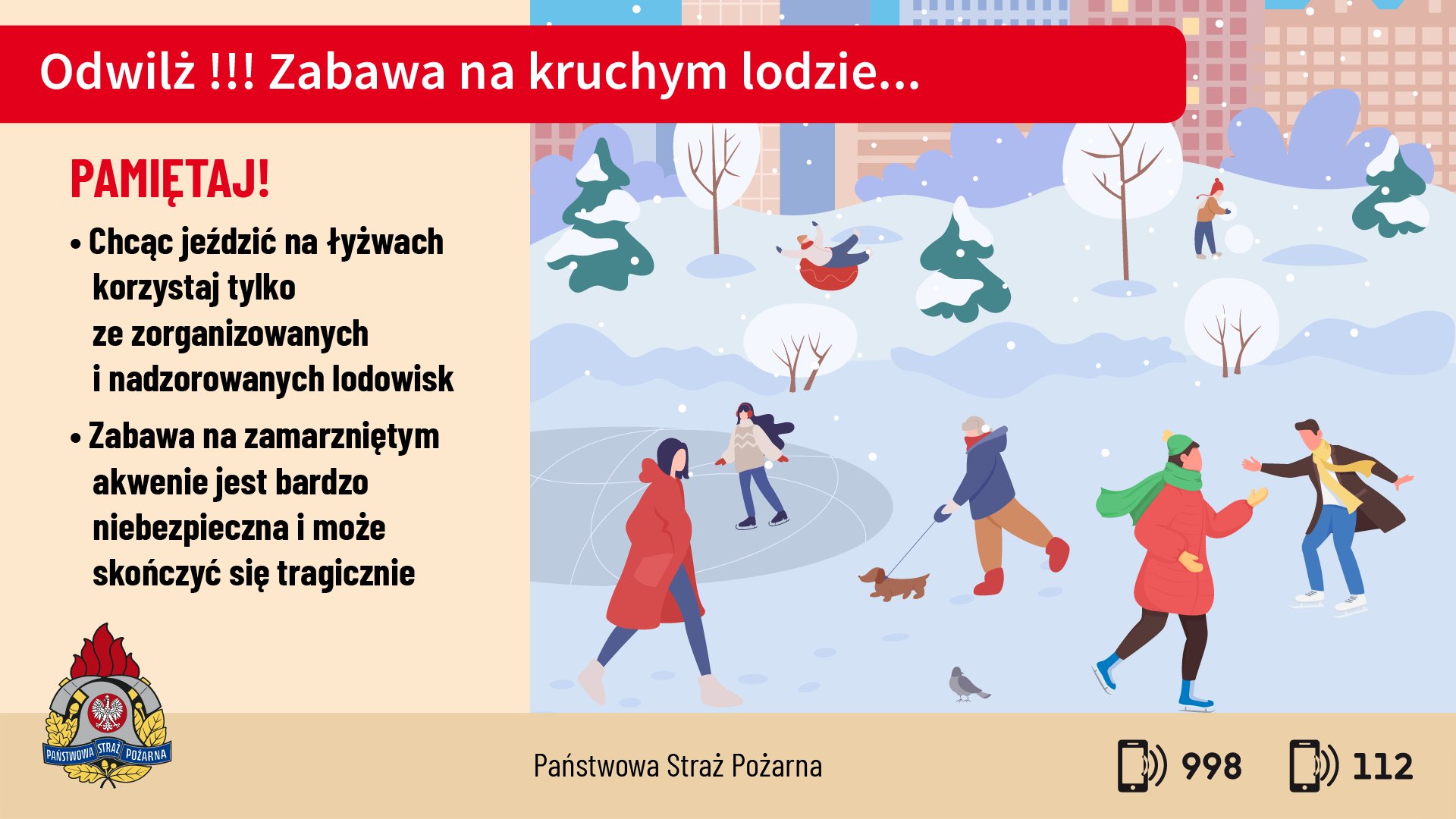 BRANIEWSCY STRAŻACY APELUJĄ – NIE WCHODŹCIE NA LÓD!