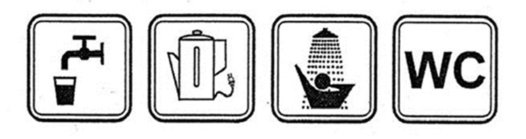 Ikonki kranu, czajnika, prysznica i WC